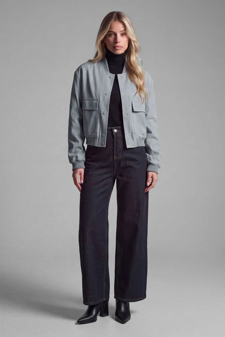 RSG Women's Cropped Flap Bomber Jacket