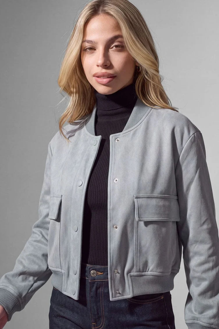RSG Women's Cropped Flap Bomber Jacket
