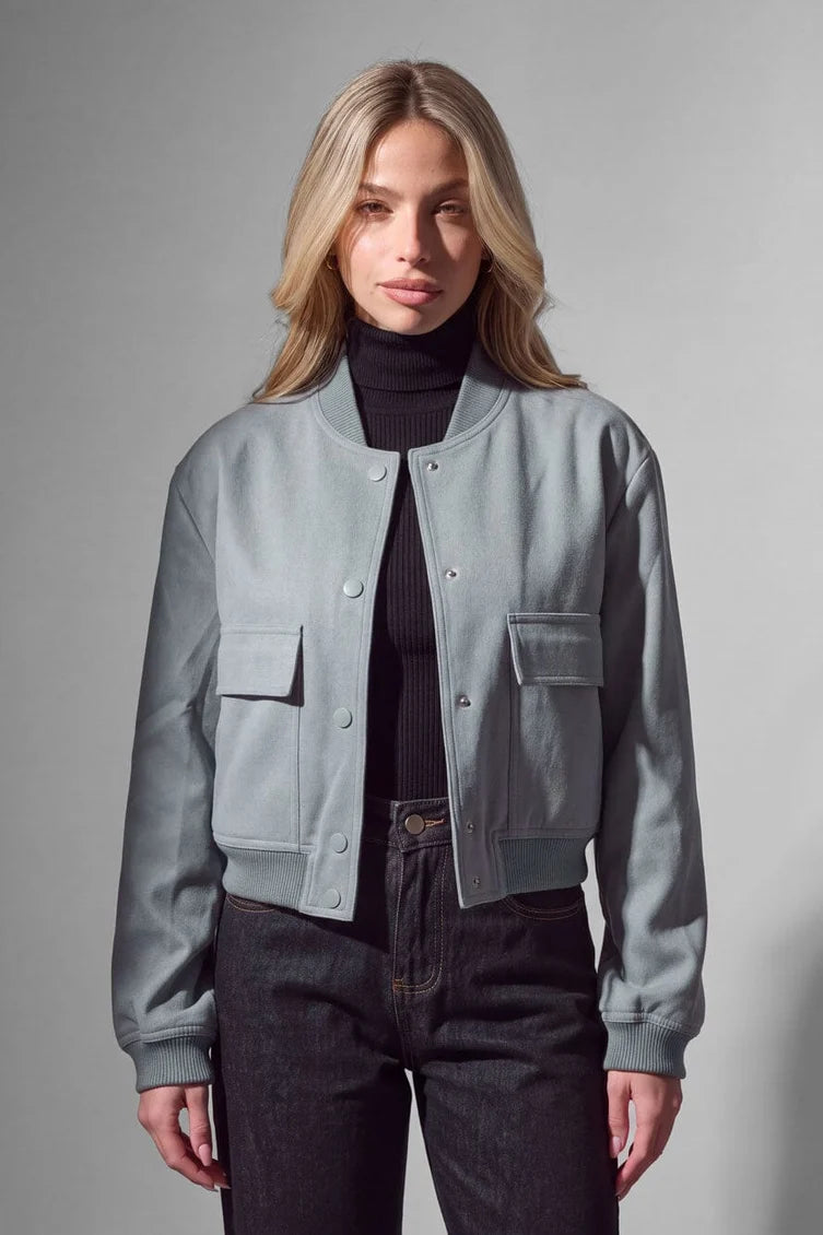 RSG Women's Cropped Flap Bomber Jacket