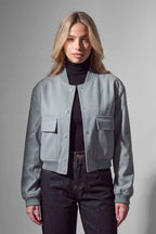 RSG Women's Cropped Flap Bomber Jacket